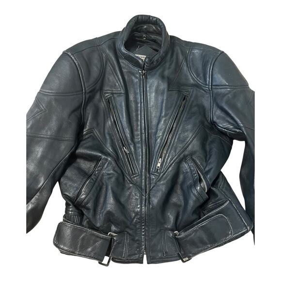 Teknic Leather Motorcycle Jacket Mens Vintage Moto Cafe Racer Biker Rider - Picture 2 of 9